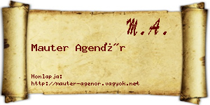 Mauter Agenór névjegykártya